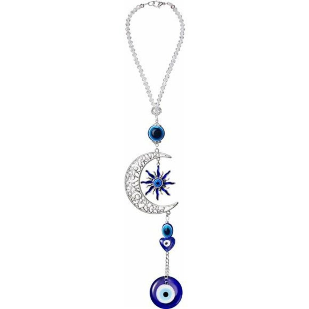 Evil eye car mirror hanging ornament blue eye charm beaded rearview decor pendan